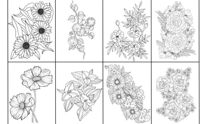 Gig Preview - Draw line art vector illustration of flowers