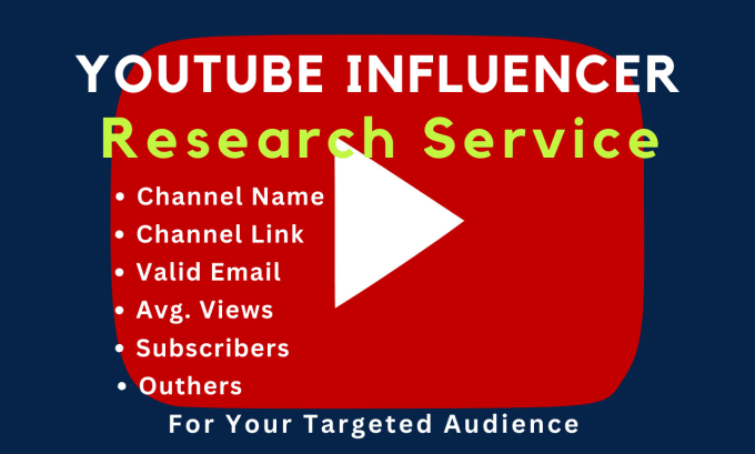 Gig Preview - Find the best youtube influencers for your brand