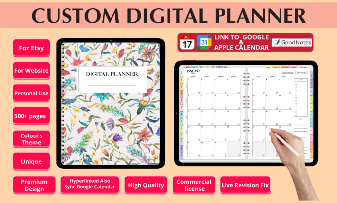 Gig Preview - Design digital planner,  google and apple calendar sync with commercial rights