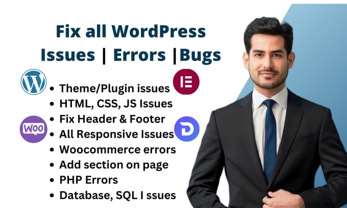 Gig Preview - Fix all wordpress issues, elementor errors within 12 hours