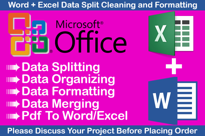 Gig Preview - Merge and split excel data design edit and formatting microsoft word documents