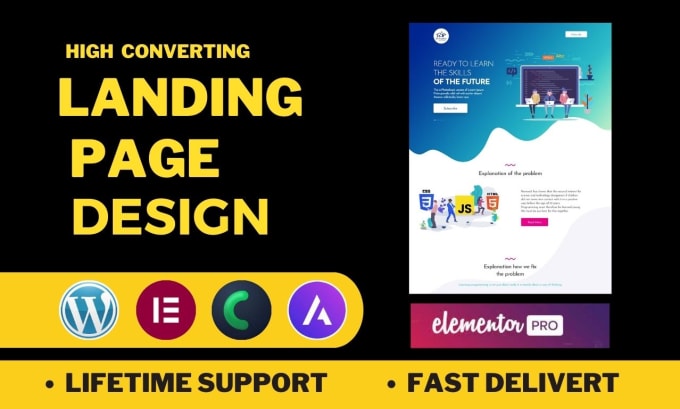 Gig Preview - Design wordpress landing page, elementor landing page, crocoblock website design