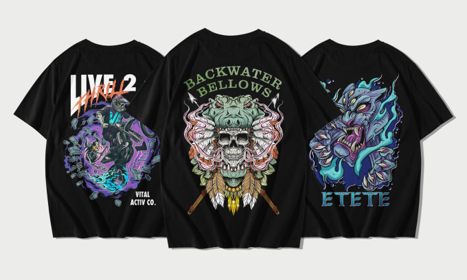 Gig Preview - Create custom illustration design for your merch t shirt