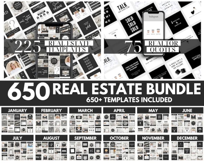 Gig Preview - Provide 650 real estate social media posts on canva