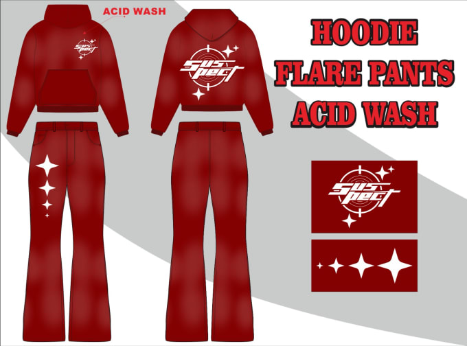 Gig Preview - Design streetwear hoodie distressed, acid washed and flare pants