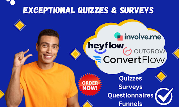 Gig Preview - Setup convertflow, involve me,outgrow, heyflow, typeform, jotform,paperform quiz