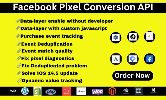 Gig Preview - Setup facebook pixel conversion api custom javascript custom made site via GTM