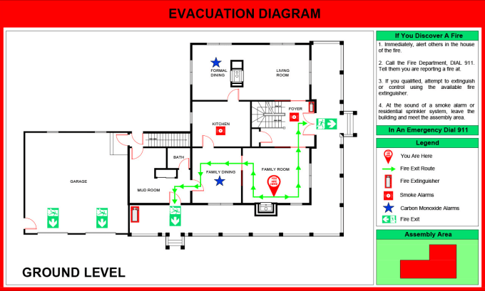 Gig Preview - Draw emergency evacuation plan and fire safety plan