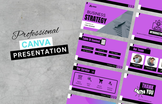 Gig Preview - Design unique superior minimalist quick attractive business canva presentation