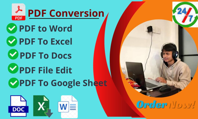 Gig Preview - Do convert pdf to word, pdf to excel, docs and google sheet