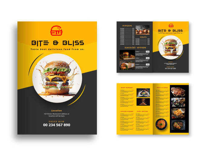 Gig Preview - Design restaurant menu and food menu within a day