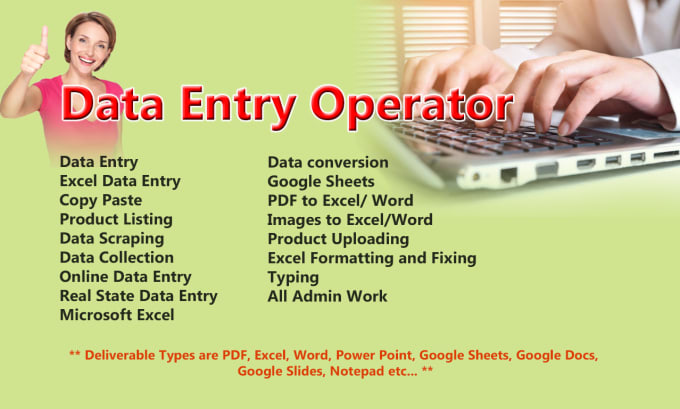 Gig Preview - Be your data entry operator