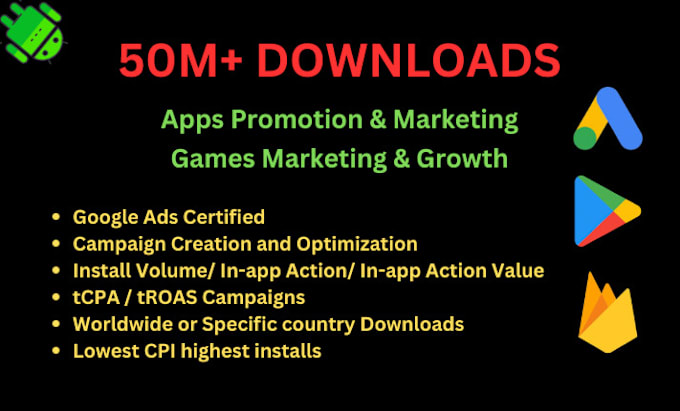 Gig Preview - Setup google ads campaigns for android apps games installs