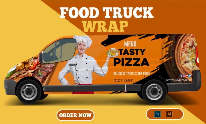 Gig Preview - Design food truck wrap, car wrap, vehicle wrap, wrap design, car wrap