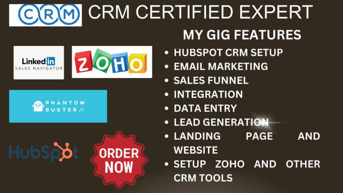 Gig Preview - Set up hubspot, zoho, linkedin scrapping email leads,hubspot pipedrive,lead list