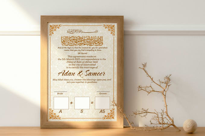 Gig Preview - Create elegant marriage certificates and nikkah certificates