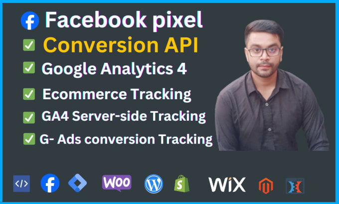 Gig Preview - Setup facebook pixel, conversion API, google analytics 4, ga4 tracking