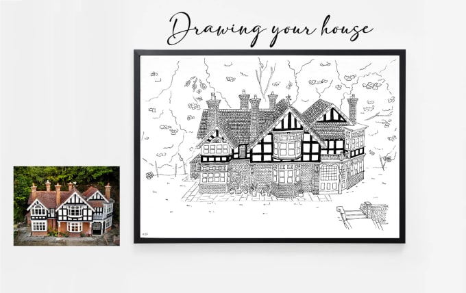 Gig Preview - Draw your house by hand, in black and white