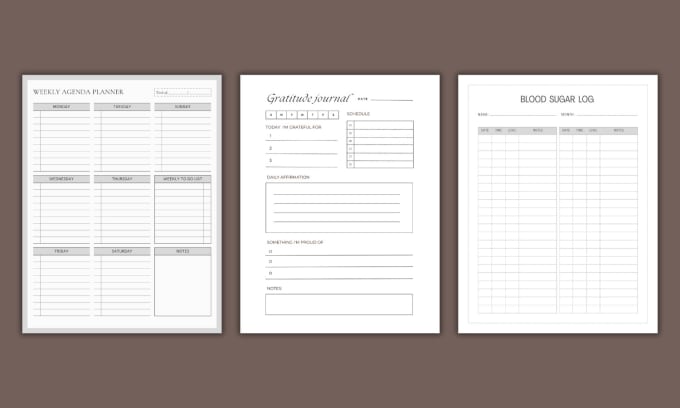 Gig Preview - Design interiors for journals, planners, and logbooks for your KDP account