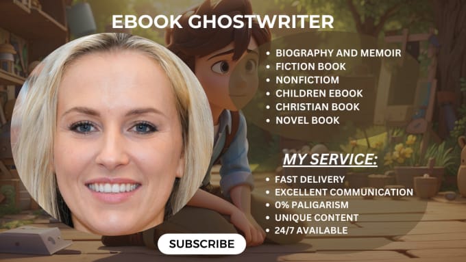 Gig Preview - Be your fiction ghostwriter, children book, ebook ghostwriter, your book writer