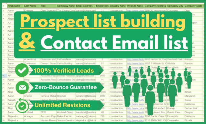 Gig Preview - Do prospect list building, contact list, email marketing list, and mailing list