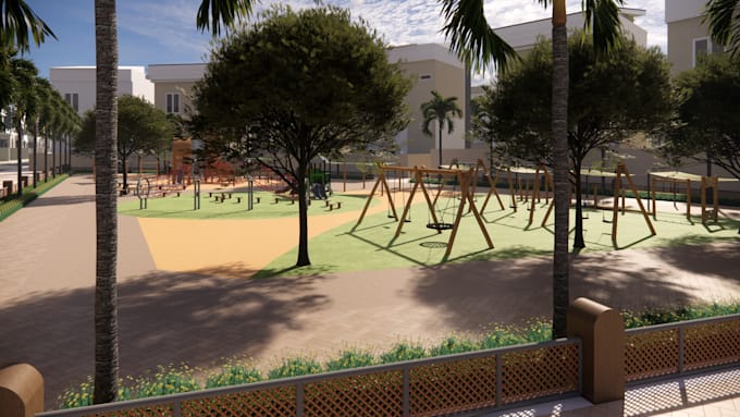 Gig Preview - 3d design and render your playground, garden backyard, community park open space