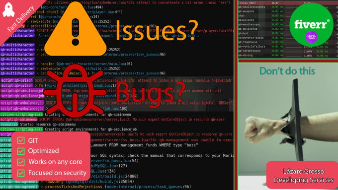 Gig Preview - Fix your fivem server bugs or problems