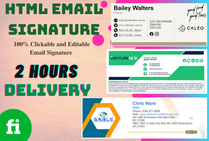 Gig Preview - Create clickable HTML email signature for gmail, outlook,  apple, and other