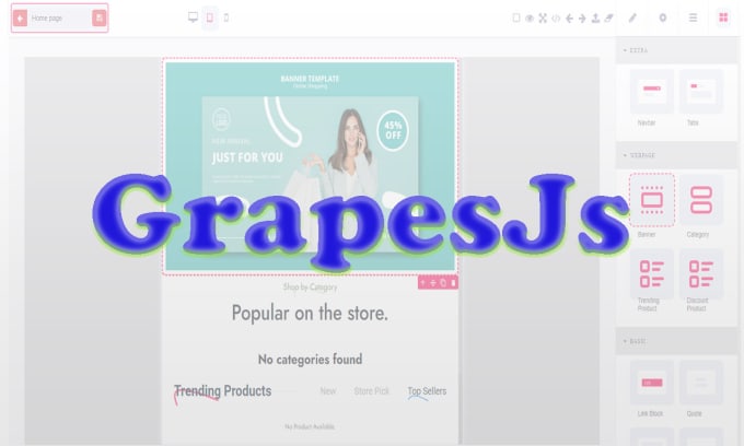 Gig Preview - Create drag and drop page build using grapes js