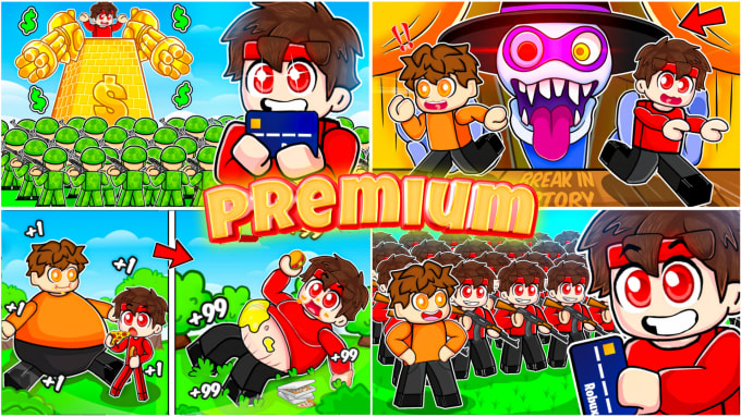 Bestseller - draw cartoon roblox thumbnail for you, in any style