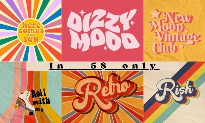 Bestseller - design affordable retro vintage typography logo 80s vibe