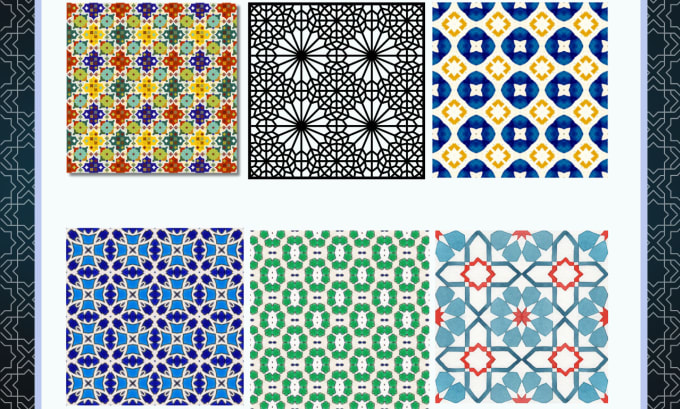 Gig Preview - Give you moroccan pattern wallpaper watercolor tiles clipart panels arabic