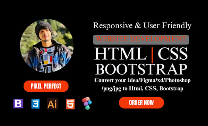 Gig Preview - Convert figma to html psd to html xd to html css bootstrap 5 responsive website