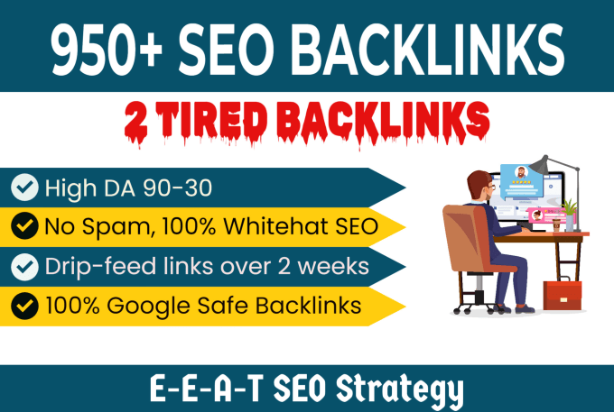 Gig Preview - Build 950 high da diversified SEO backlinks using white hat link building method