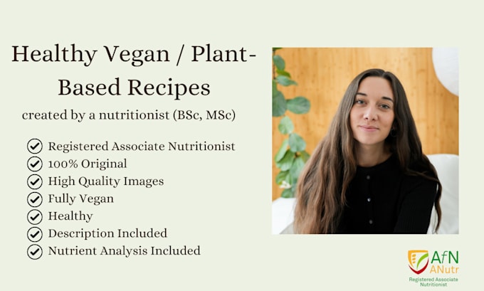 Gig Preview - Create vegan plant based recipes with optional reel