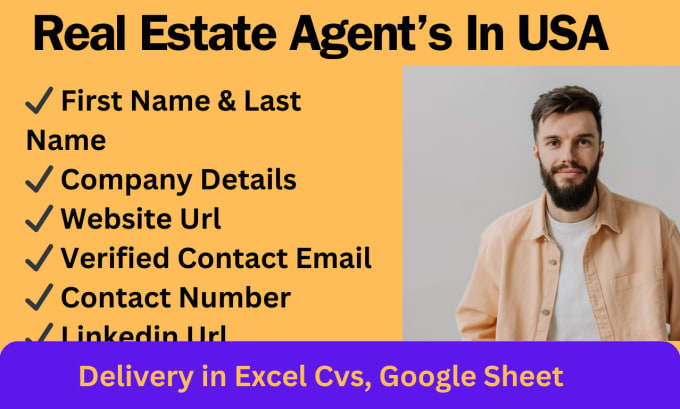 Gig Preview - Find all US real estate agent, broker or realtor