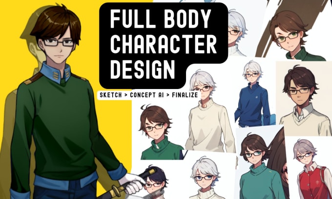 Gig Preview - Design character concept game art asset sprite sheet vtuber streamer rpg anime