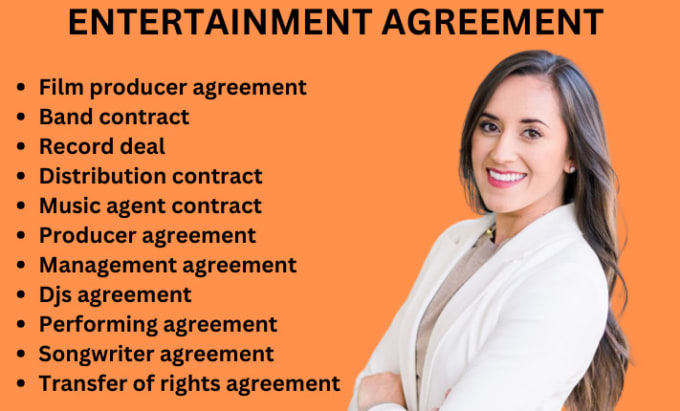 Gig Preview - Write or review standard music, film, and entertainment contracts, agreements