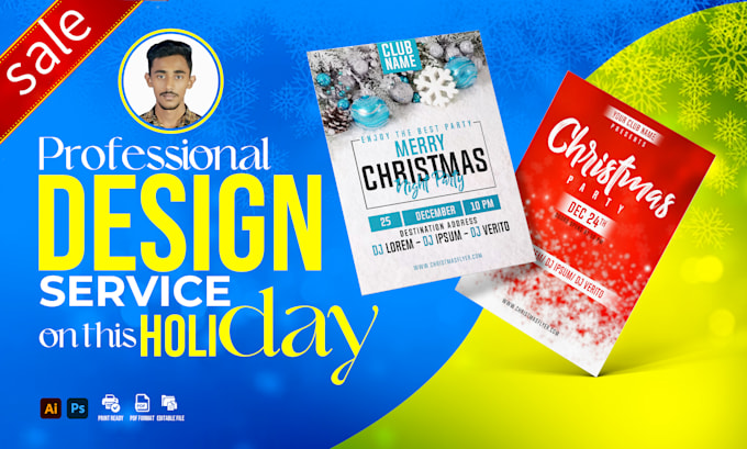 Gig Preview - Design party and holiday flyer designs for christmas, new year, and more