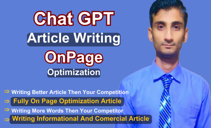 Gig Preview - Write chat gpt or jasper ai article and onpage SEO within 24 hours