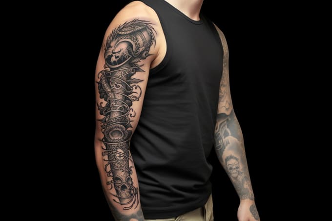 Gig Preview - Draw from your idea a realistic full sleeve tattoo design