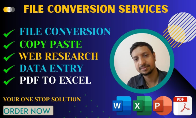 Gig Preview - Do file conversion, web research and copy paste services