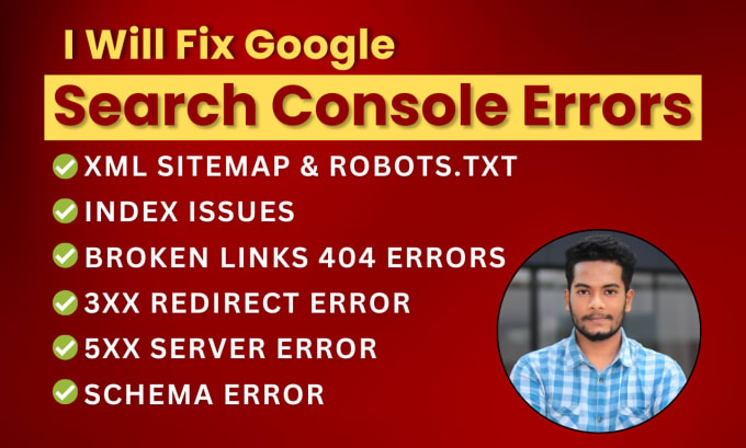 Gig Preview - Fix all search console errors google index 404 error 5xx 301 redirects