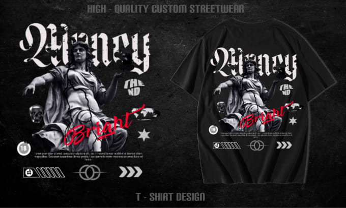 Gig Preview - Create custom streetwear t shirt design typography and graphic t shirt design