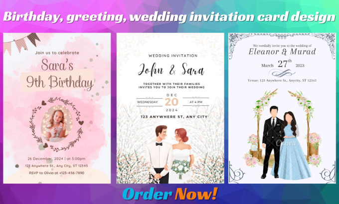 Gig Preview - Do eyecatching birthday, greeting, wedding invitation card design