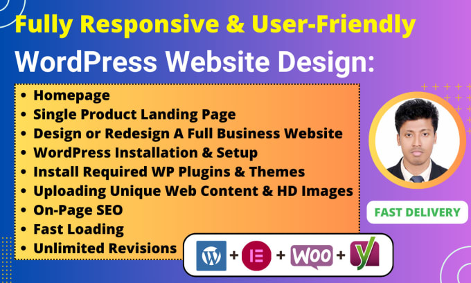 Gig Preview - Design custom wordpress website or landing page by elementor