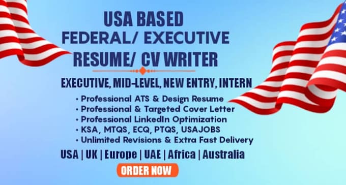 Gig Preview - Write federal resume, ksa, ecq, mcq, usajob and cover letter