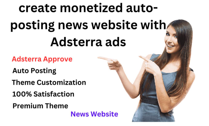 Gig Preview - Create monetized autoposting news website with adsterra ads