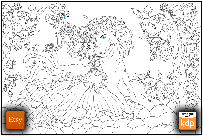 Gig Preview - Draw kids or adults coloring book pages for amazon KDP