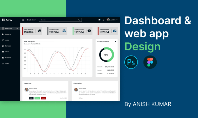 Gig Preview - Design clean dashboard, admin panel UI UX, and web app